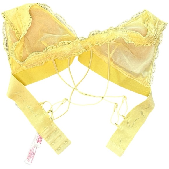 PINK Victoria's Secret Yellow Lace Bra Intimates Size Small - Picture 5 of 7